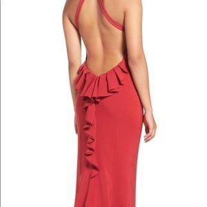Maria Bianca Nero red open back mermaid gown